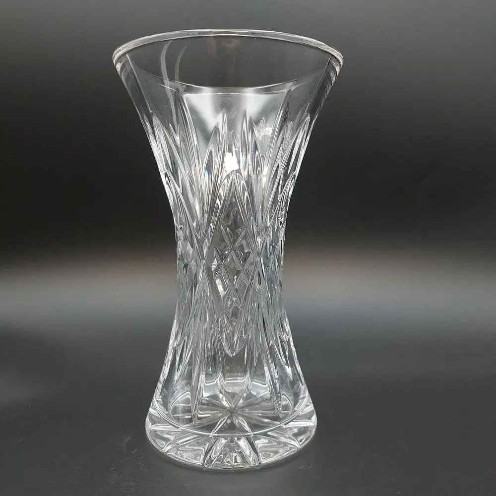 Galway Irish Crystal Vase Longford Pattern Hand Cut 24% Lead Hourglass Flared 8